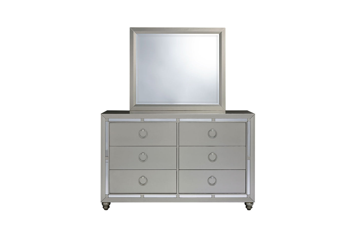 Riley - 5 Piece King Bedroom Set - Silver