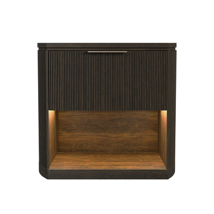 Sylvie - 1-Drawer Nightstand With Touch Light LED - Dark Brown