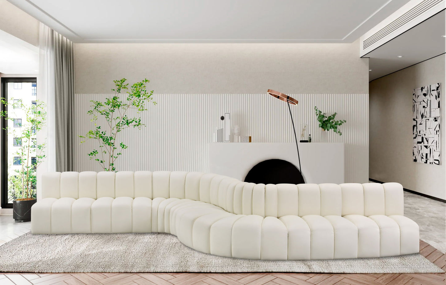 Arc - Faux Leather 8 Piece Curved Modular Sofa