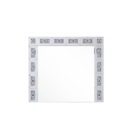 Noralie - 28" X 32" Accent Mirror - Mirrored & Faux Diamonds