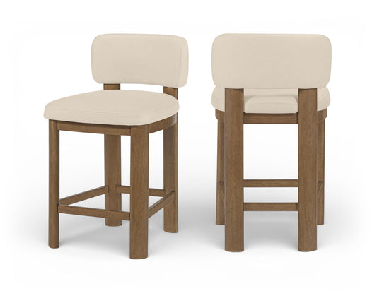 Paloma - Faux Leather Upholstered Counter Stool (Set of 2) - Brown Frame