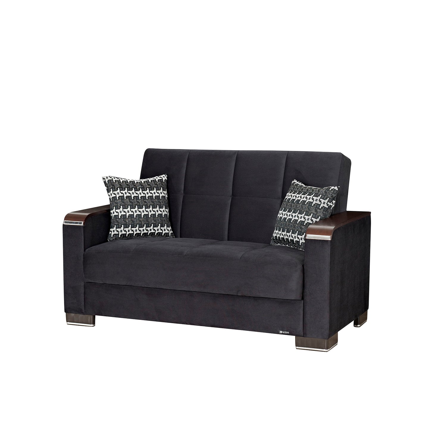 Ottomanson Armada X - Upholstered Convertible Wood Trimmed Loveseat With Storage - Microfiber