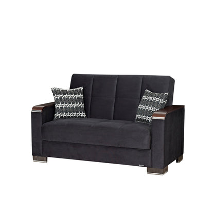 Ottomanson Armada X - Upholstered Convertible Wood Trimmed Loveseat With Storage - Microfiber