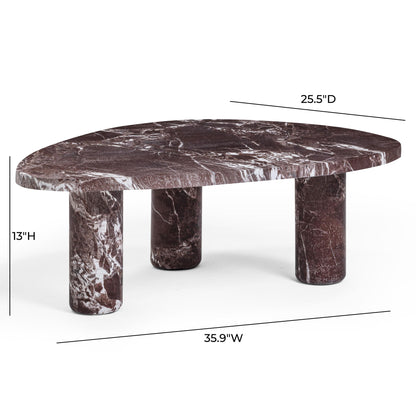 Libby - 2-Piece Faux Marble Nesting Coffee Table Set - Red Levanto