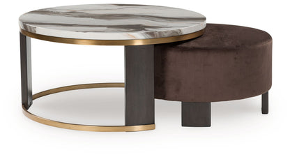 Jazmore - Nesting Cocktail Tables (Set of 2) - Brown / Brass Finish