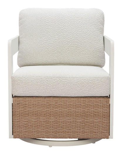 Gelo - Outdoor Swivel Chair - White / Brown