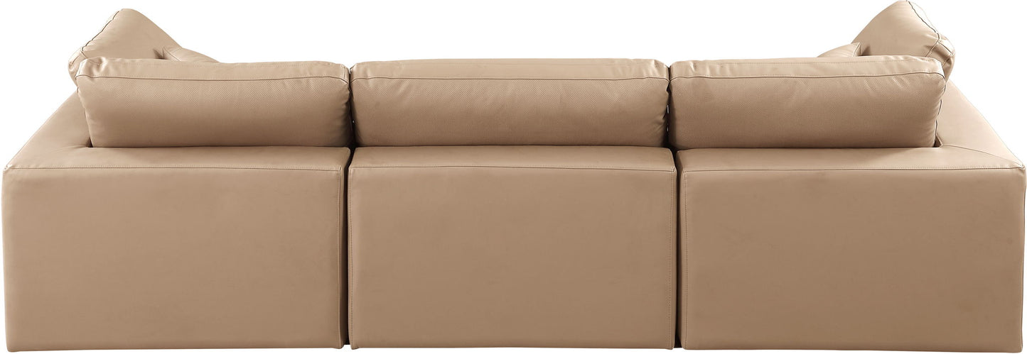 Comfy - Faux Leather Modular Sofa 3 Pieces - Tan