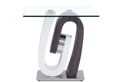 T4127 - End Table - Clear / Silver / White / Dark Gray