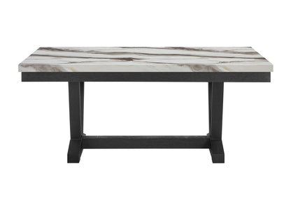 D1319 - 6 Piece Dining Room Set (Dining Table, 4 Dining Chair And Bench) - Black / Light Gray / White