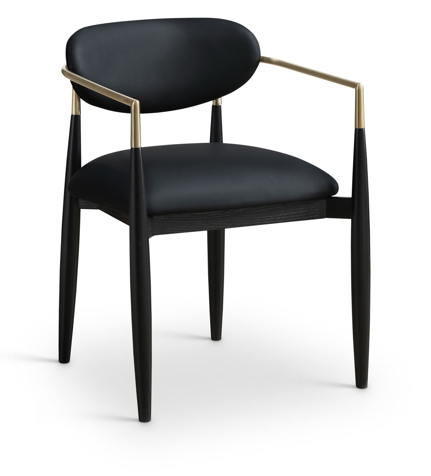 Riccio - Faux Leather Dining Arm Chair (Set of 2) - Black And Gold Frame