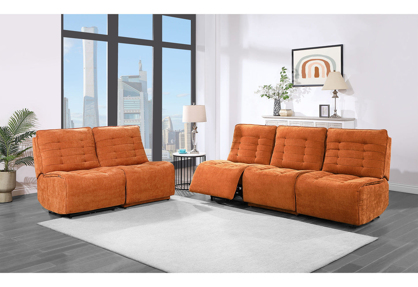 Build It Your Way U6066 - 3 Power Sofa - Rust