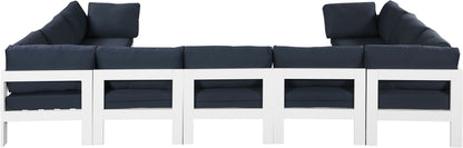 Nizuc - Outdoor Patio 9 Piece Modular Sectional With White Frame
