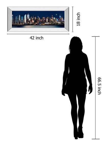 New York At Night Xi By James Mcloughlin - Mirror Framed Print Wall Art - Black