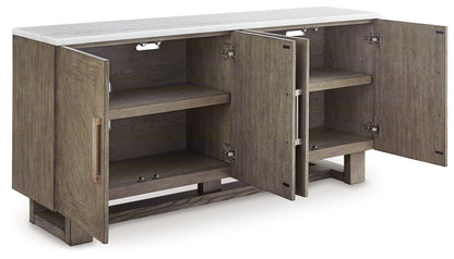 Loyaska - Grayish Brown / White - Extra Large TV Stand