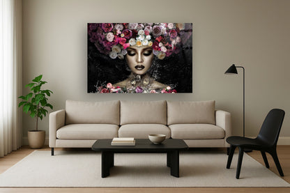 Tempered Glass With Foil - Aqua Floral - Black