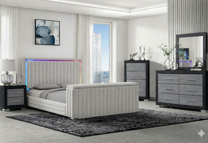 Elias - 5 Piece Queen Bedroom Set TV Footboard - Black / Dark Gray