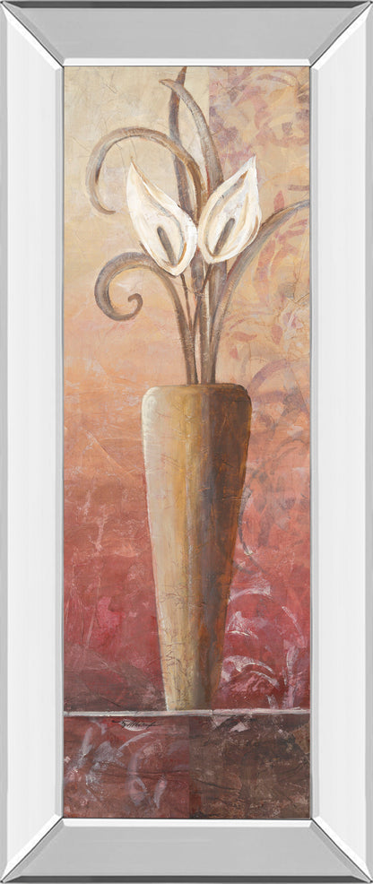 Flower In Vase I - Mirrored Framed Print Wall Art - Red