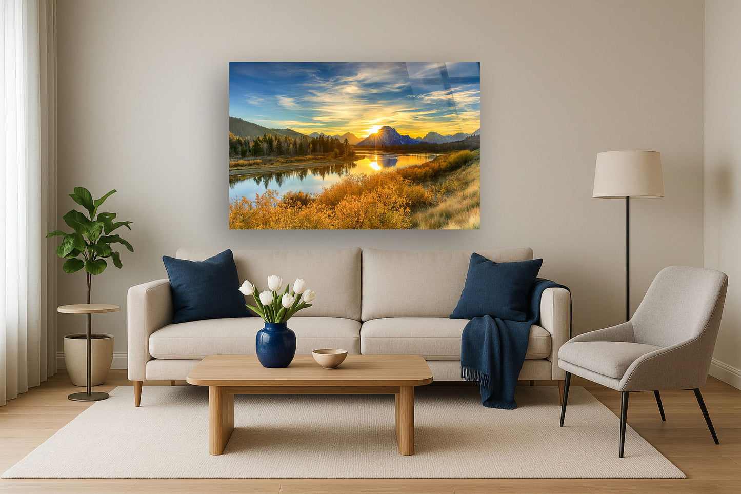 Tempered Glass With Foil - Lake By the Mountain - Yellow