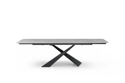9422 - Ceramic & Metal Dining Table - Gray / Black