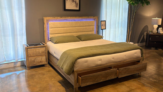 Callie - 5 Piece King Bedroom Set (Bed, Dresser & Mirror, Nightstand, Chest) - Brown