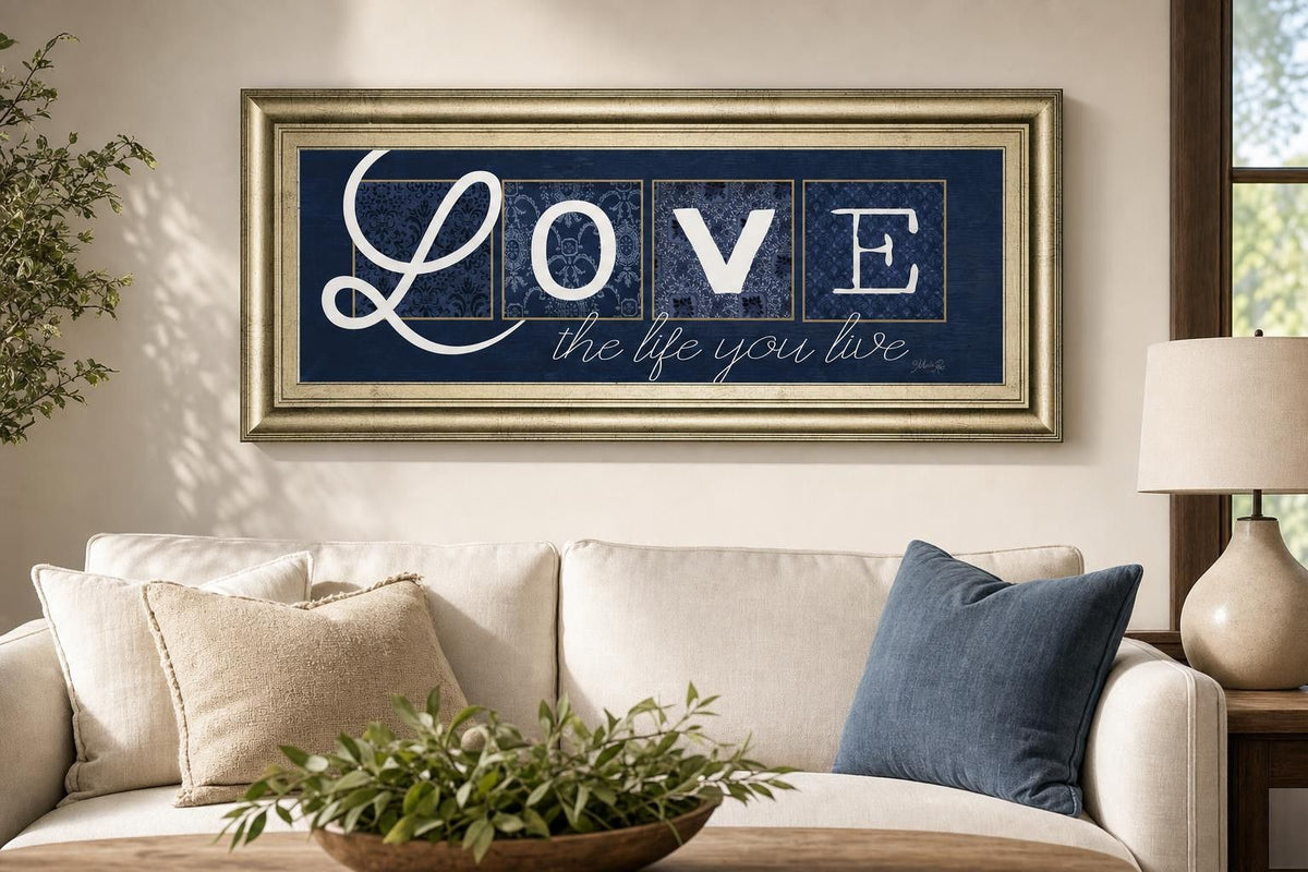 18x42 Love The Life You Live By Marla Rae - Blue