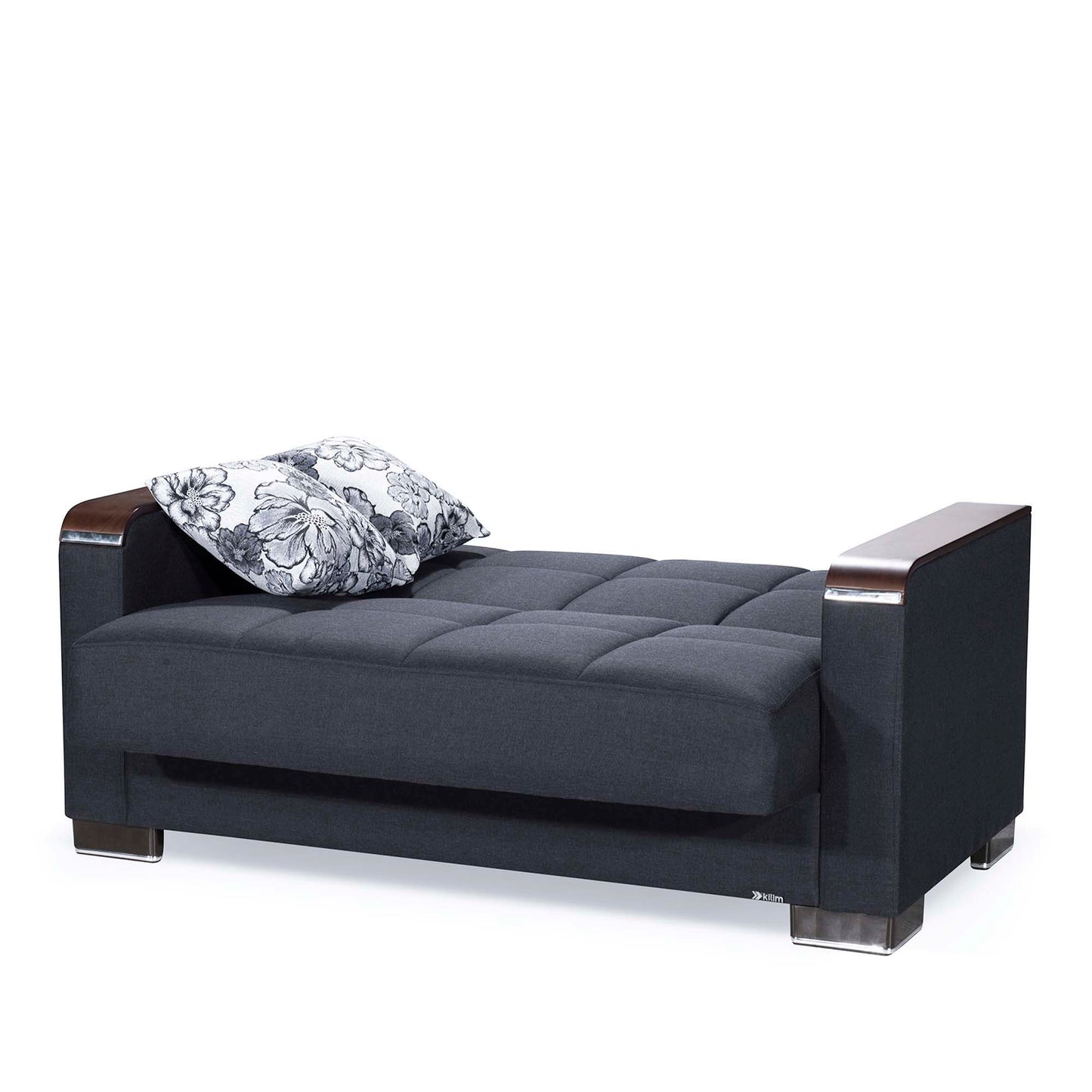 Ottomanson Armada X - Upholstered Convertible Wood Trimmed Loveseat With Storage - Polyester