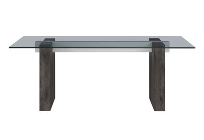 D4238 - 7 Piece Dining Room Set (Dining Table And 6 Dining Chairs) - Clear / Dark Brown / Light Gray