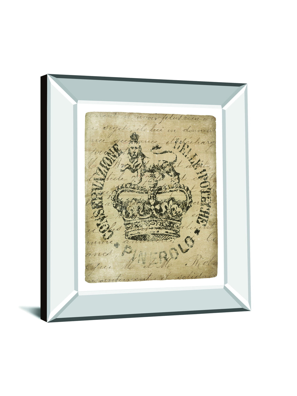 Vintage Seal IV V2 By Wild Apple Portfolio - Mirror Framed Print Wall Art - Beige