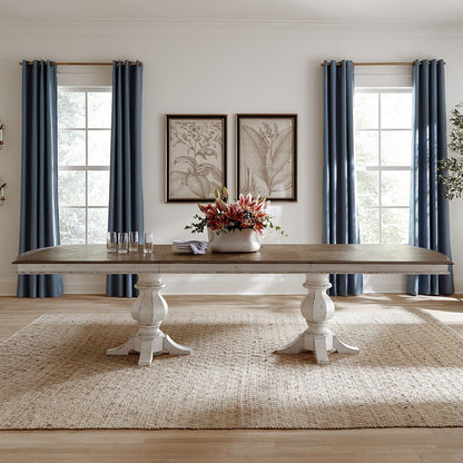 Magnolia Manor - Double Pedestal Table - White