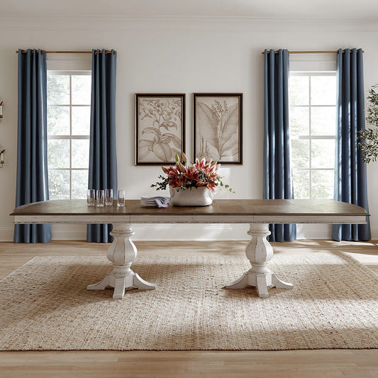 Magnolia Manor - Double Pedestal Table - White