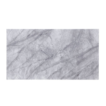 Satinka - Coffee Table - Light Gray Printed Faux Marble Top & Mirrored Silver