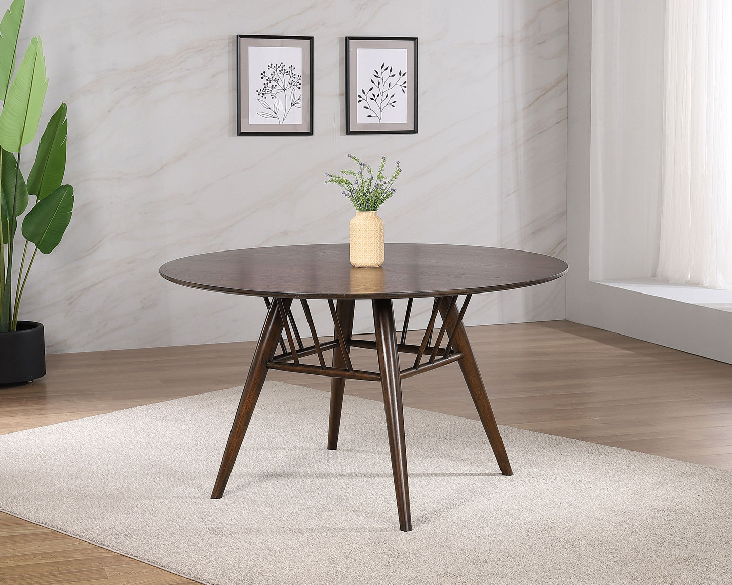 Everton - Round Wood Dining Table - Dark Walnut