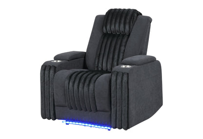 U8000 - Power Recliner With Power Headrest & LED Light - Black