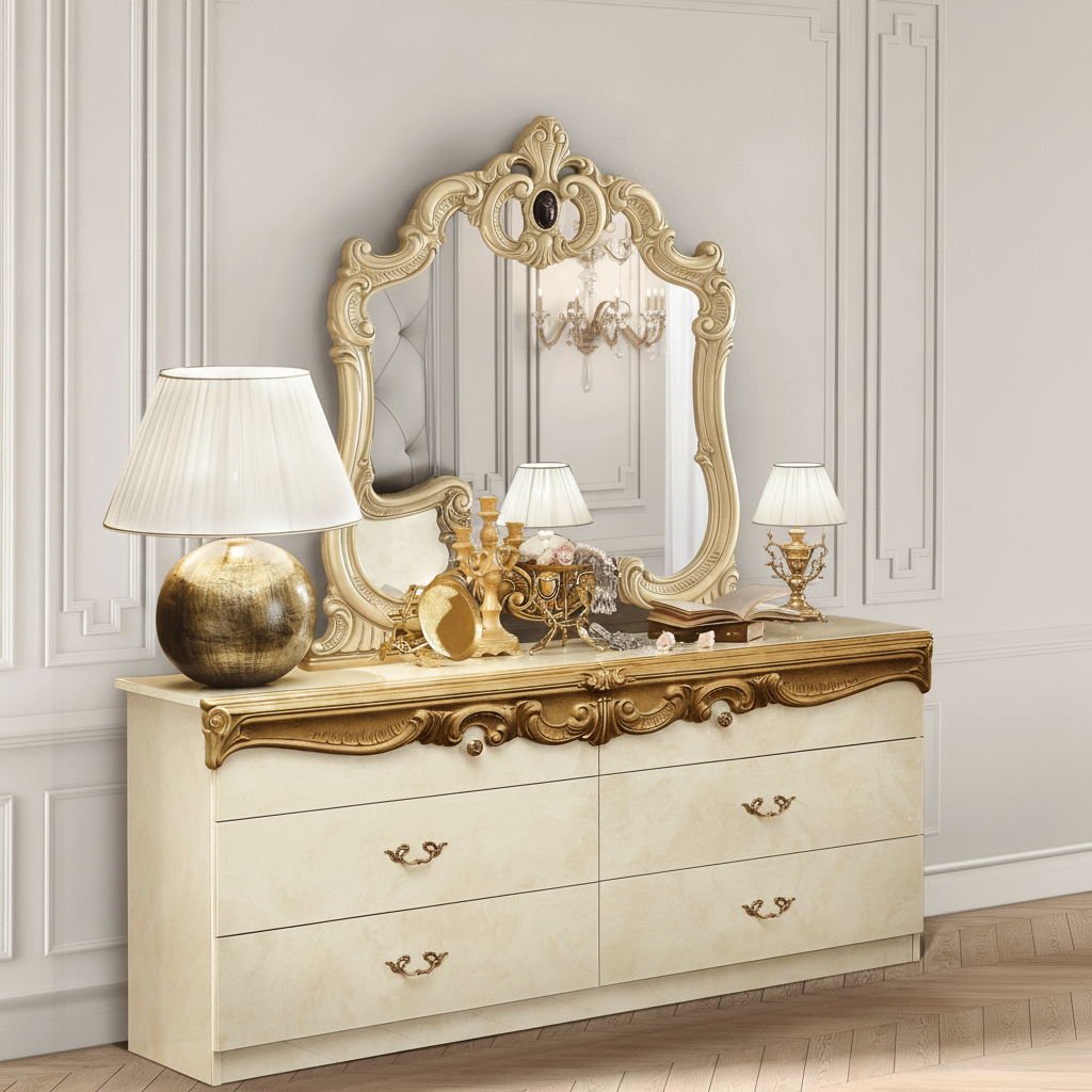 Barocco - Double Dresser - Ivory / Gold