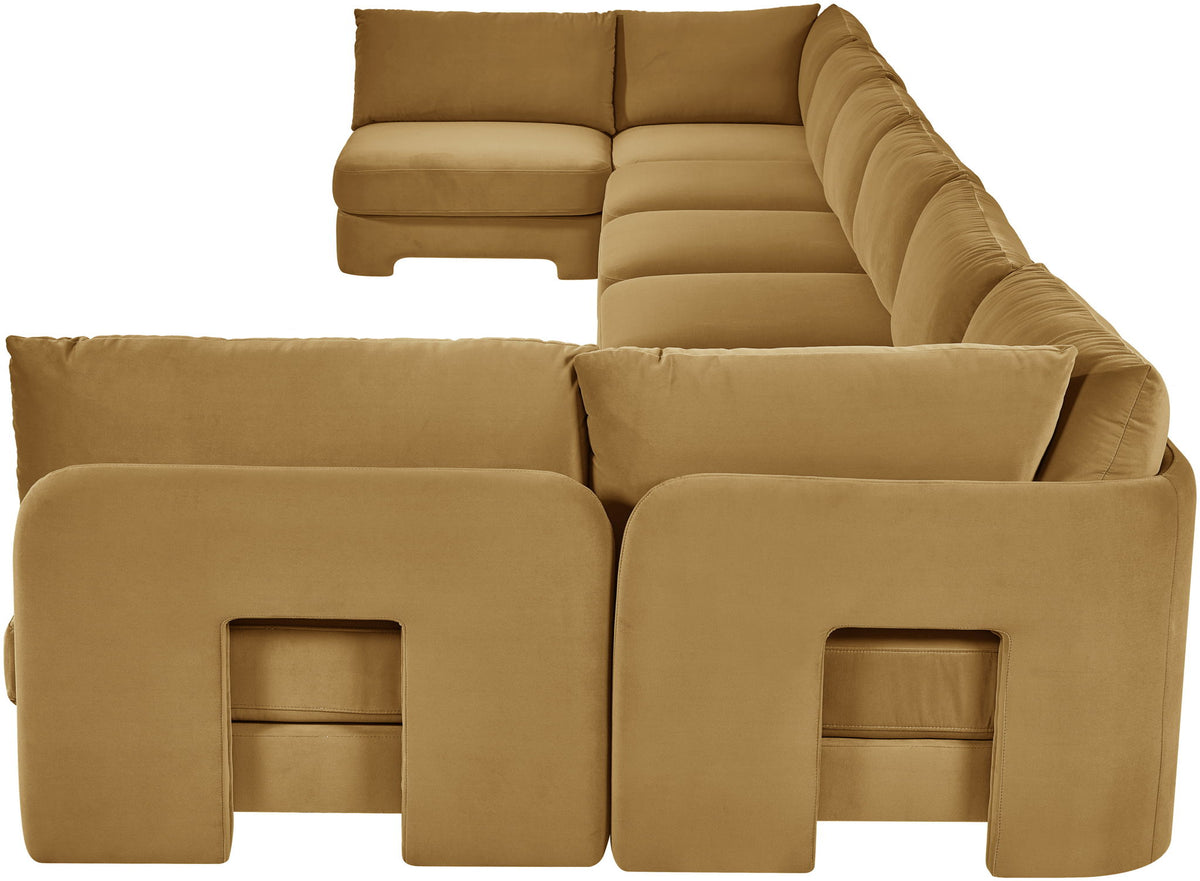 Hammond - Velvet Performance Fabric Upholstered 8 Piece U-Shaped Armless Sectional - Beige