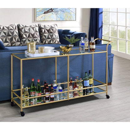 Kenda - Serving Cart - Clear Glass, Mirrored & Gold