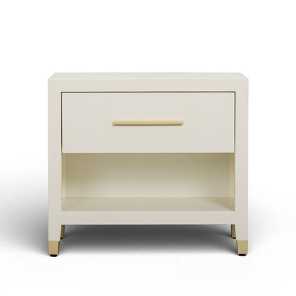 Dani - Faux Shagreen Nightstand With Drawer - Cream