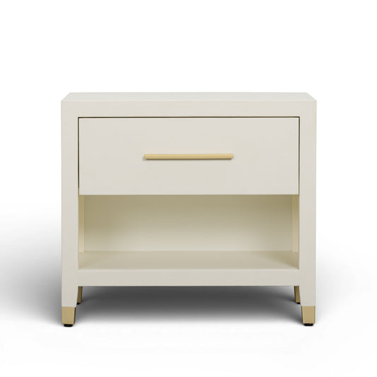 Dani - Faux Shagreen Nightstand With Drawer - Cream