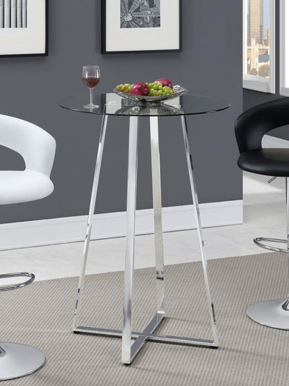 Zanella - Round Glass Top Bistro Bar Table - Chrome