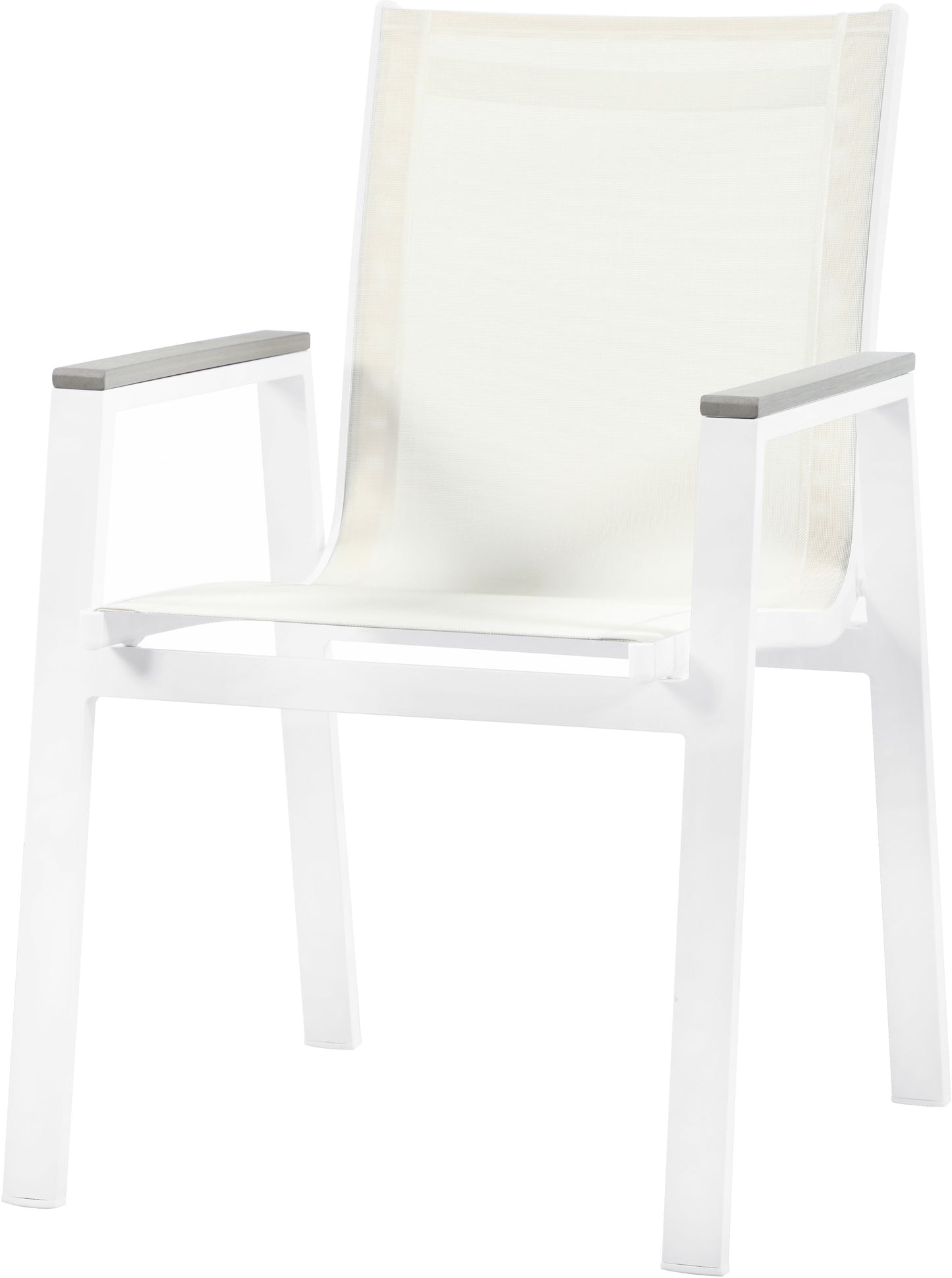 Nizuc - Outdoor Patio Dining Arm Chair With White Frame And Gray Arms (Set of 2)