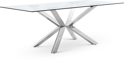 Juno - Glass Dining Table - Pearl Silver
