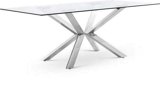 Juno - Glass Dining Table - Pearl Silver