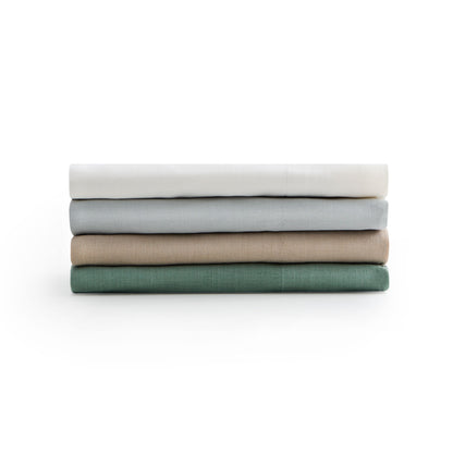 Linen-Weave Cotton California King Sheet Set - Fog