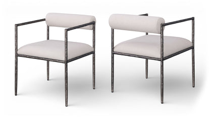 Axis - Linen Textured Beige Fabric Upholstered Dining Chair (Set of 2)