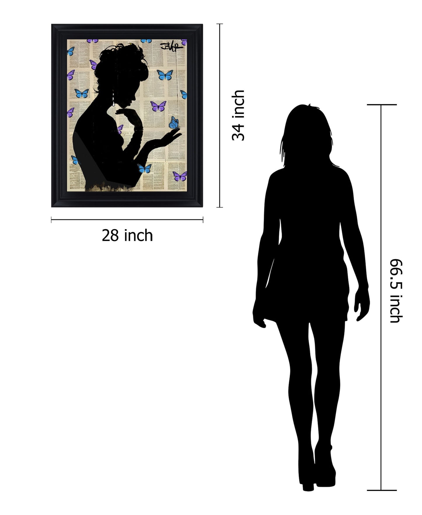 Whimsical Silhouette - 28" x 34" Framed Wall Art - Black