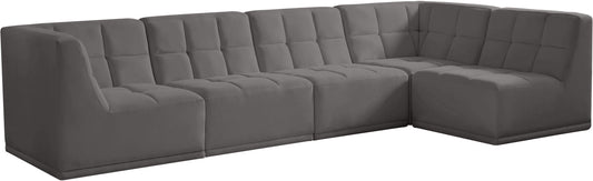 Relax - Modular Sectional 5 Piece - Gray - Fabric