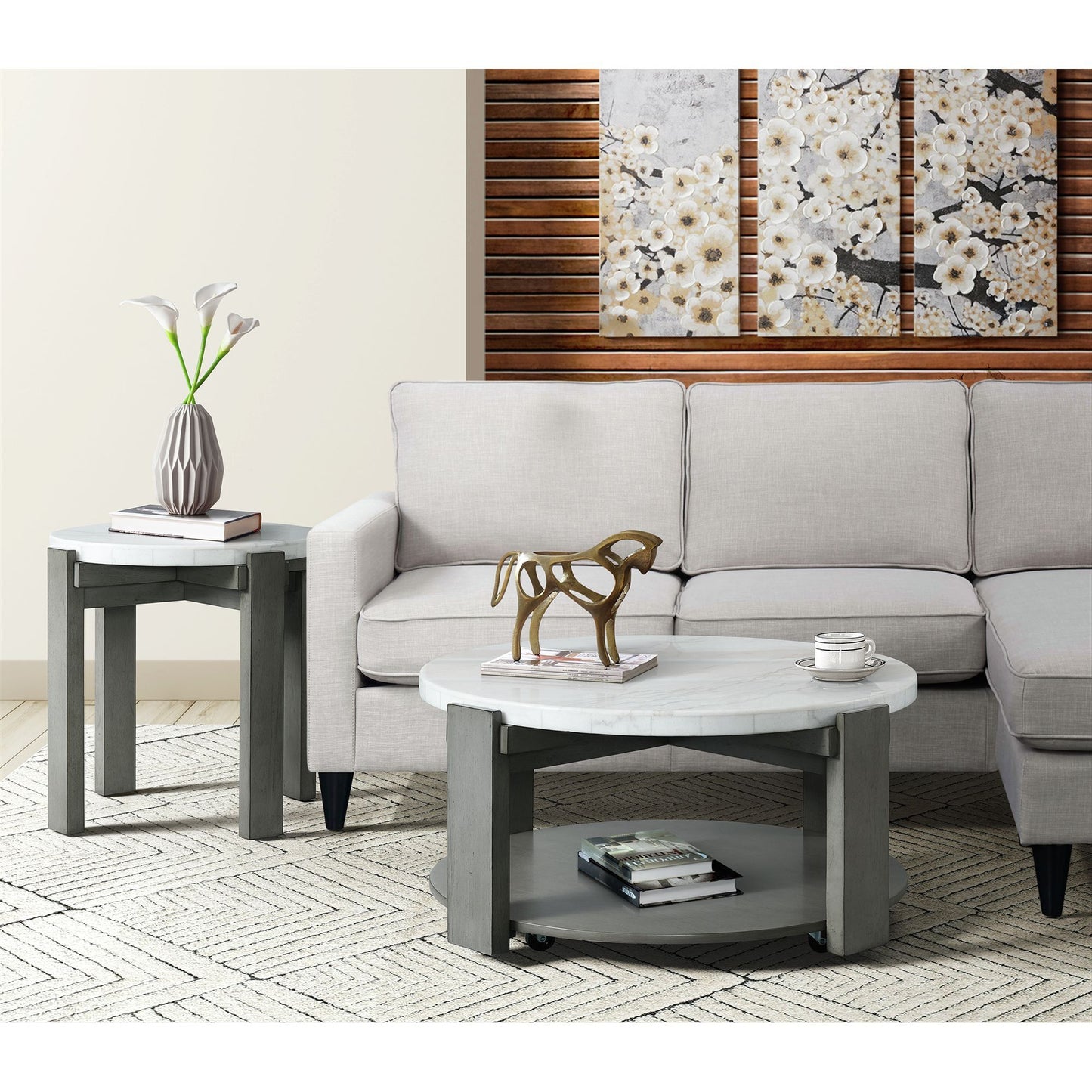 Rosamel - Round End Table - Gray