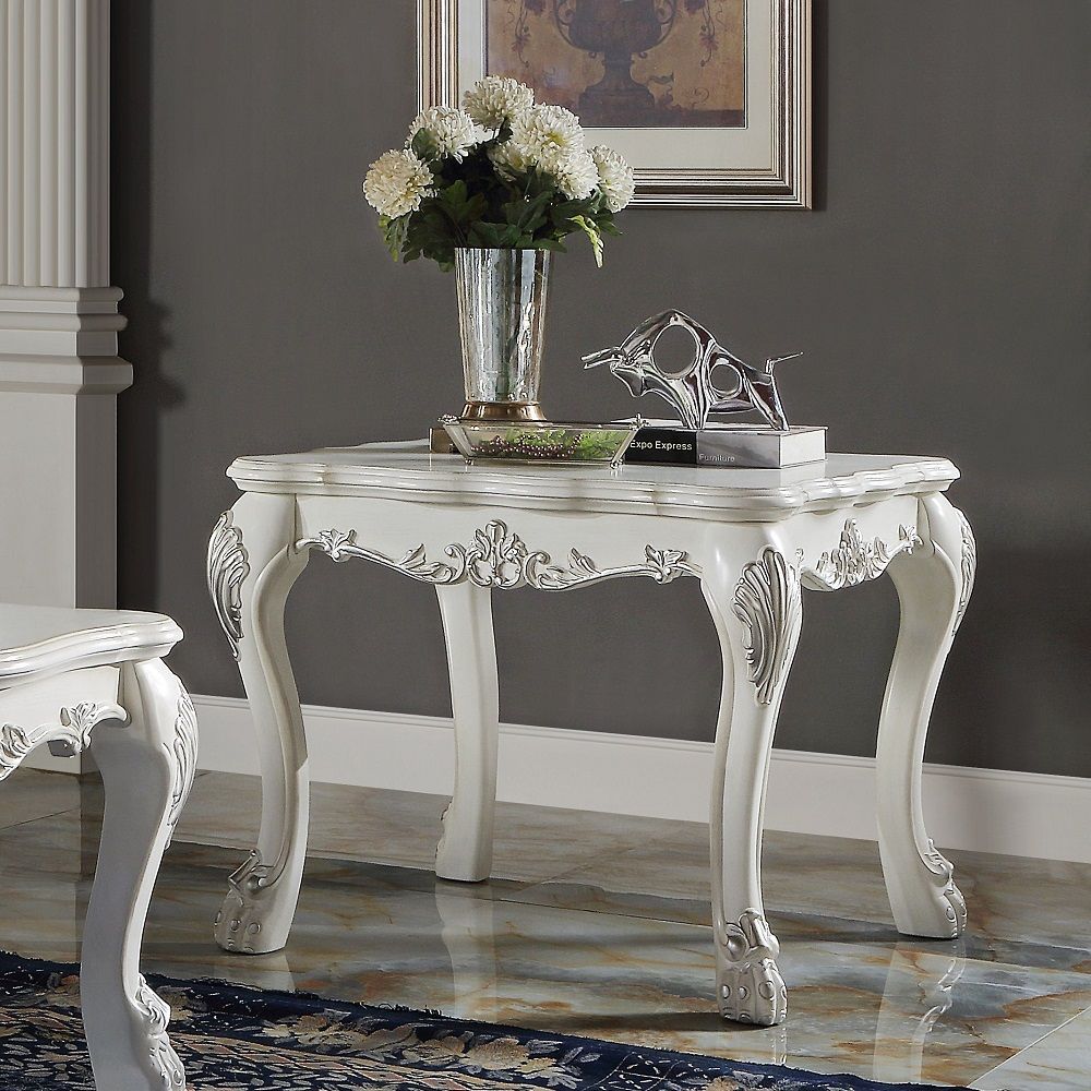 Dresden End Table - Bone White Finish