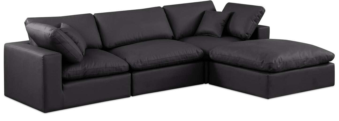 Comfy - 4 Piece Faux Leather Modular Sectional With Chaise