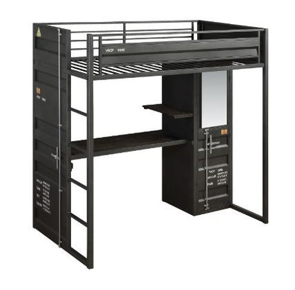 Cargo - Twin Loft Bed With Desk & Wardrobe - Gunmetal